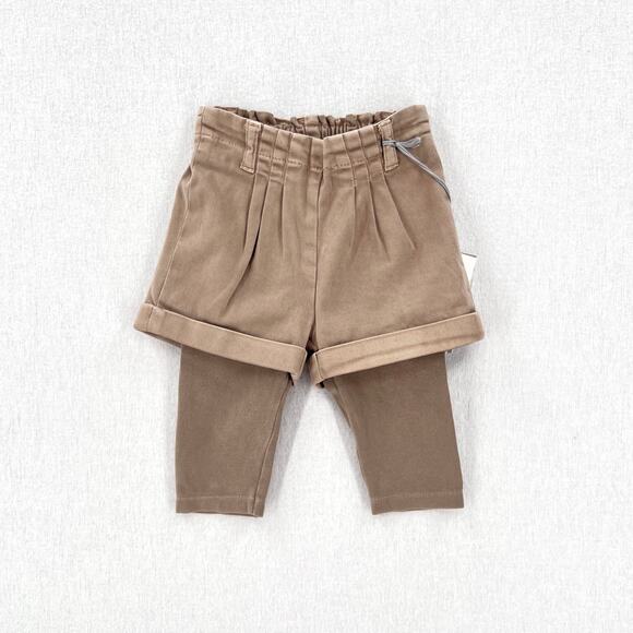 IL GUFO Bermuda Legging Pant Baby Toddler Tan 6 Month Shorts Layered Pull On NEW - Picture 1 of 13